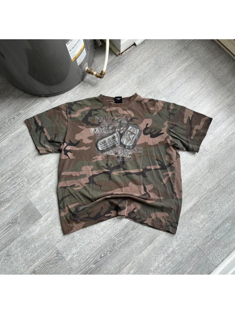 Green / Brown Camo / Camouflage Vintage Y2K Karl Kani Boxy / Baggy Fit T-Shirt